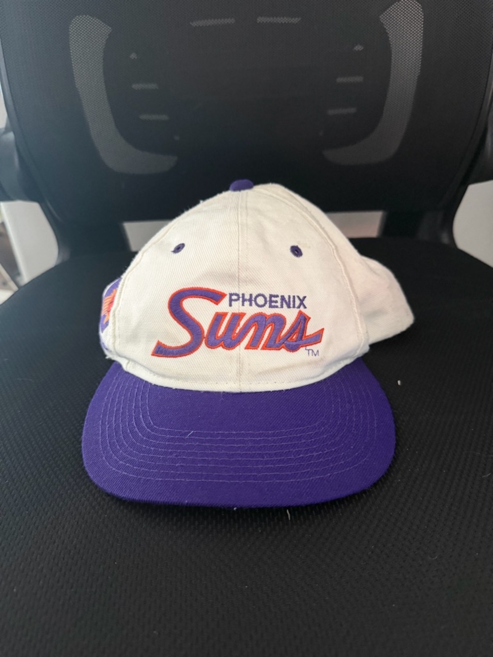 Vintage 90s Sports Specialties Phoenix Suns White Hat Snapback NBA Script Cap